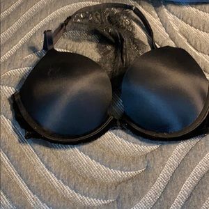 All black racer back push up bra